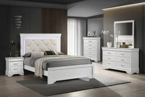 Queen Bed, White
