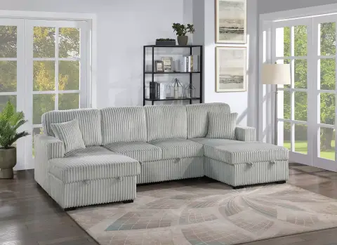 3-Piece Convertible Sectional, Ash