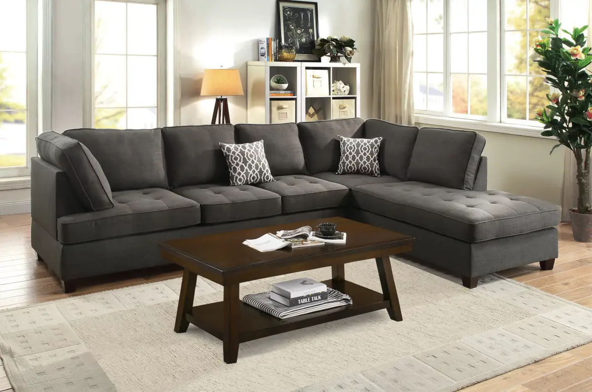 2-Piece Sectional Set W/ 2 Accent Pillows