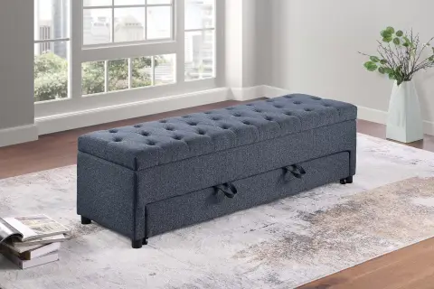 Storage Ottoman, Blue Gray