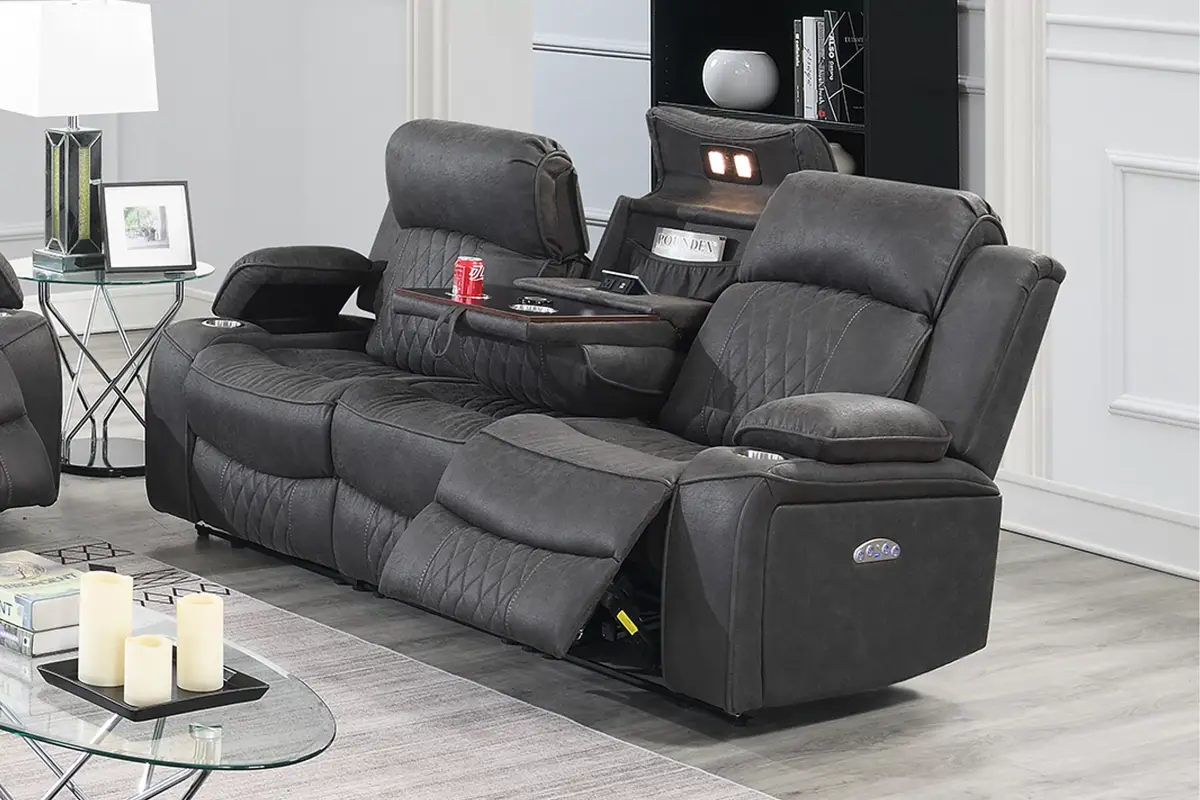Power Reclining Sofa, Charcoal