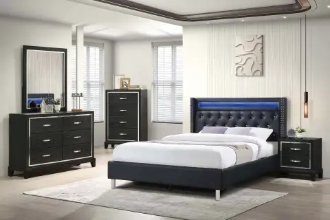Queen Bed, Black