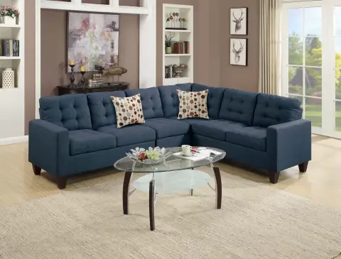 4 -Piece Upholstered Modular Sectional, Navy
