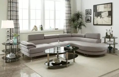 2-Piece Sectional Sofa Set, Light Gray