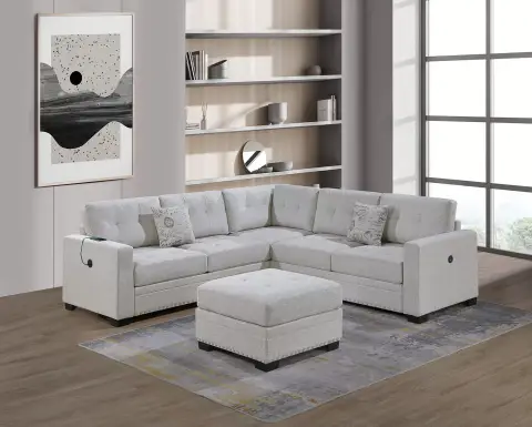 4-Piece Sectional Set W/ Ottoman, Sincere Bone