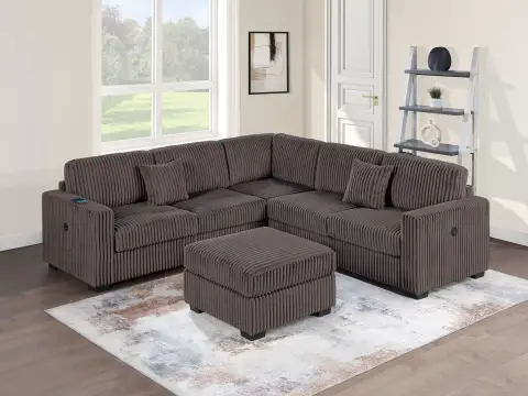 4-Piece Sectional Set W/ Ottoman, Chocolate