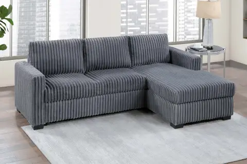 2-Piece Sectional Sofa, Dark Gray