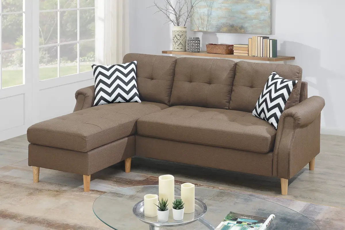 Reversible Sectional Set, Light Coffee