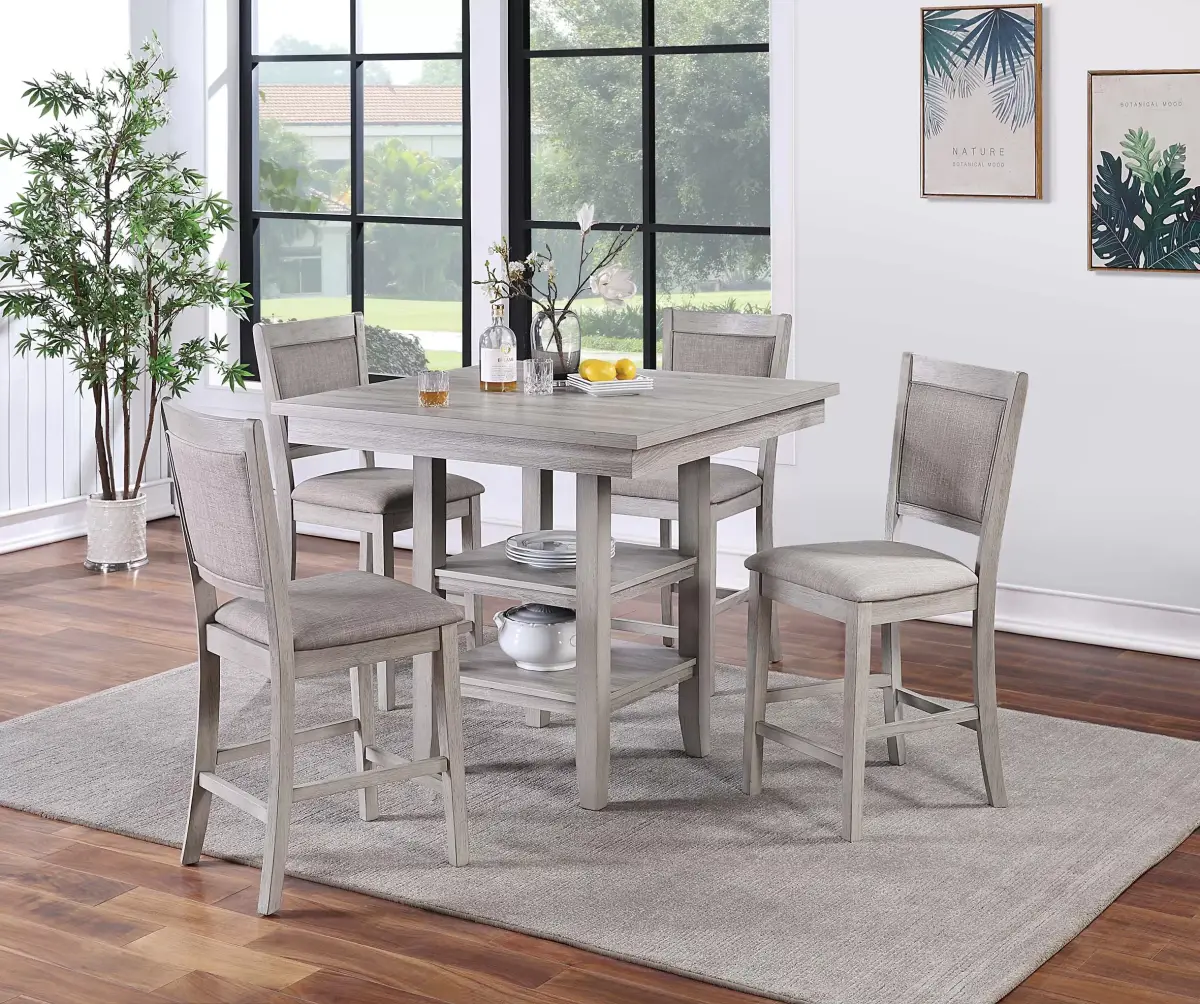 5-Pcs Counter Height Dining Set, Gray