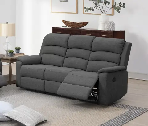 Manual Reclining Sofa, Dark Gray