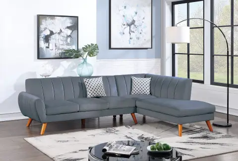 2-Piece Sectional Set W/ 2 Accent Pillows, Dark Gray