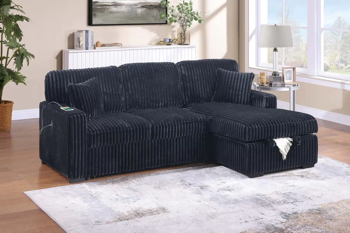 Convertible Sectional, Black