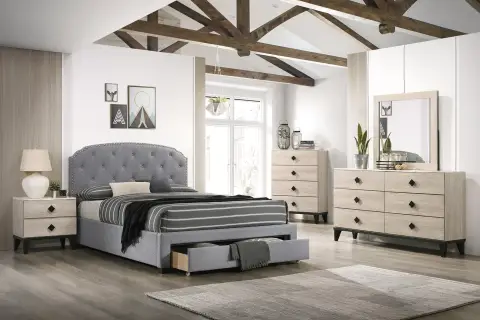 Twin Bed, Light Gray