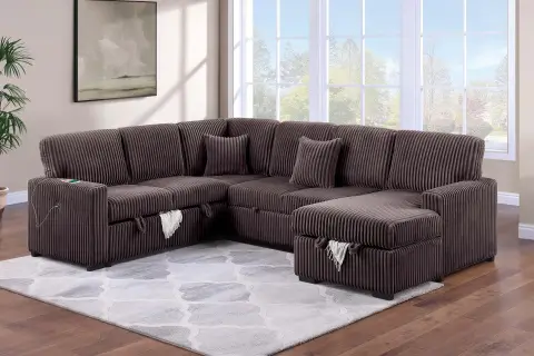 4-Piece Convertible Sectional, Chocolate