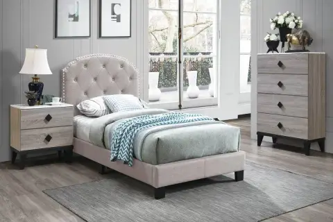 Twin Bed, Light Brown