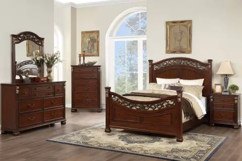Eastern King Bed, Dark Cherry