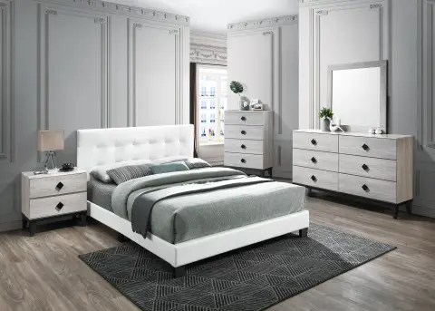 Queen Bed, White
