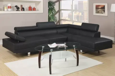 2-Piece Sectional Sofa Set, Black