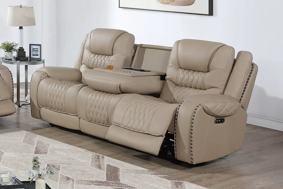 Power Reclining Sofa, Toffee