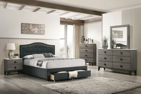 California King Bed, Charcoal
