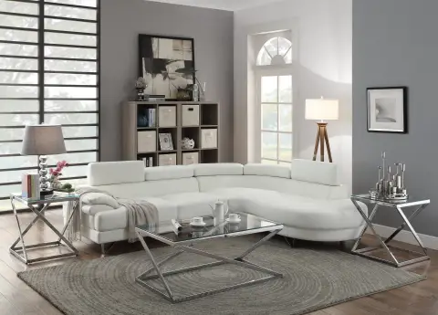 2-Piece Sectional Sofa Set, White