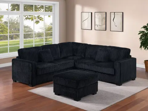 4-Piece Sectional Set, Black