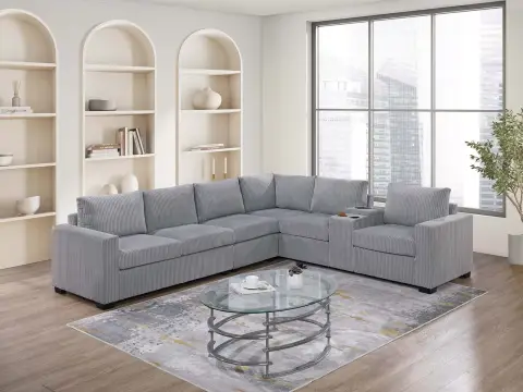 4-Piece Sectional Set, Light Gray
