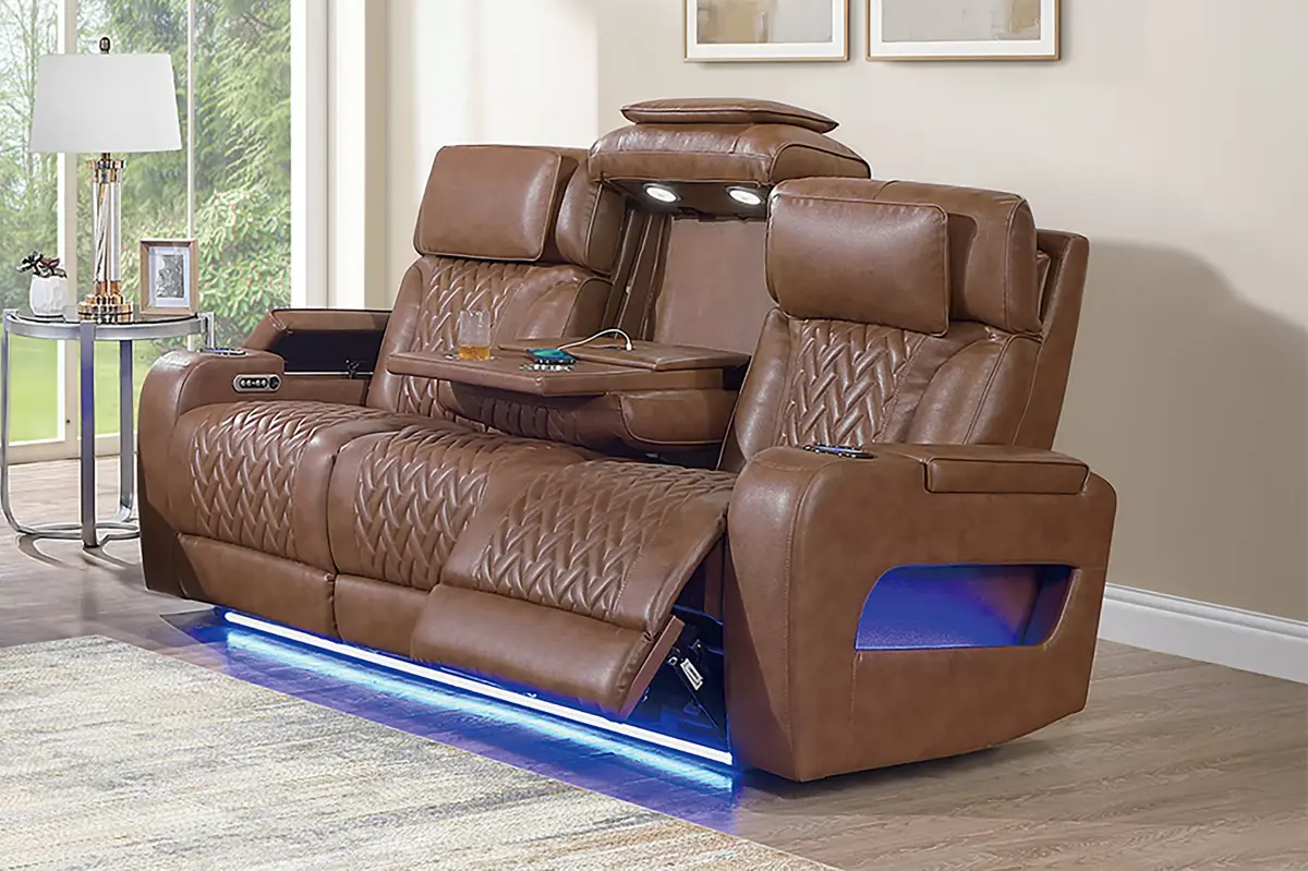 Power Reclining Sofa, Caramel