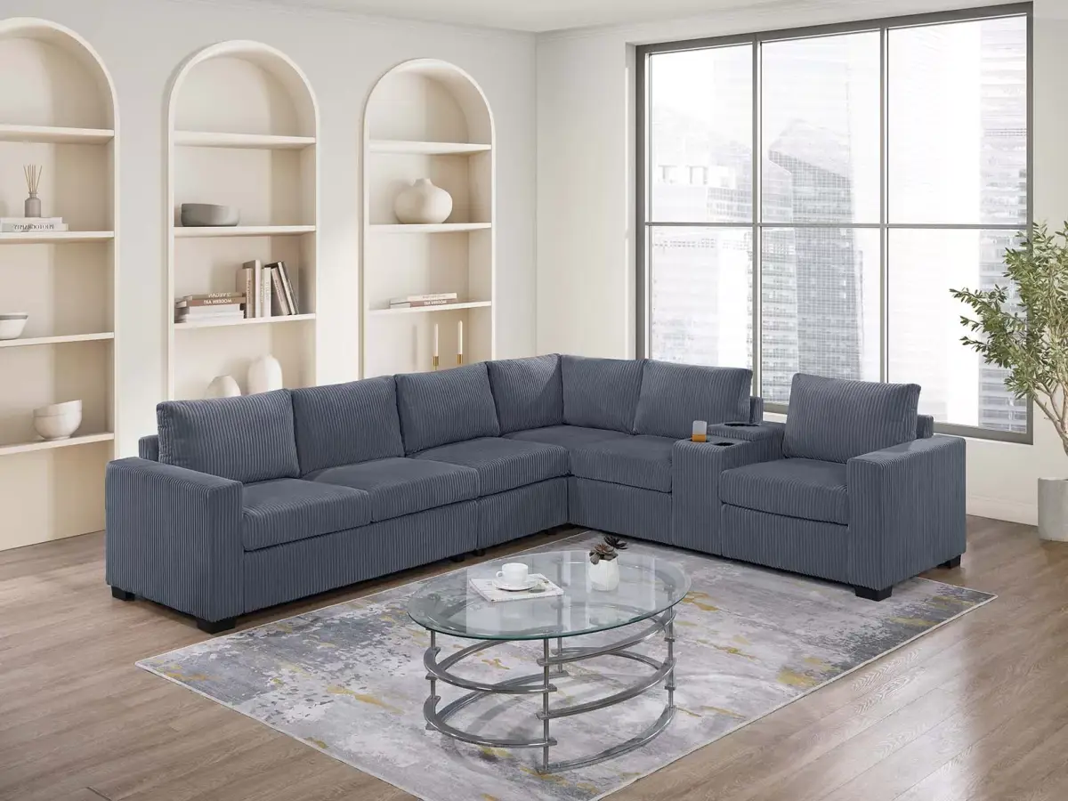 4-Piece Sectional Set, Dark Gray