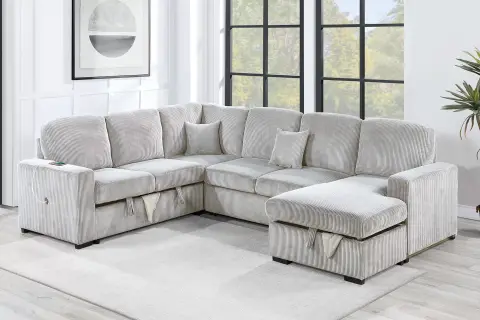 4-Piece Convertible Sectional, Ivory
