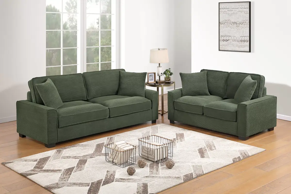 2-Piece Sofa Set, Forest Green