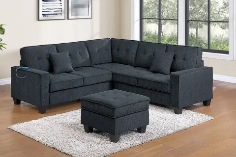 4-Piece Sectional Set, Slate Black