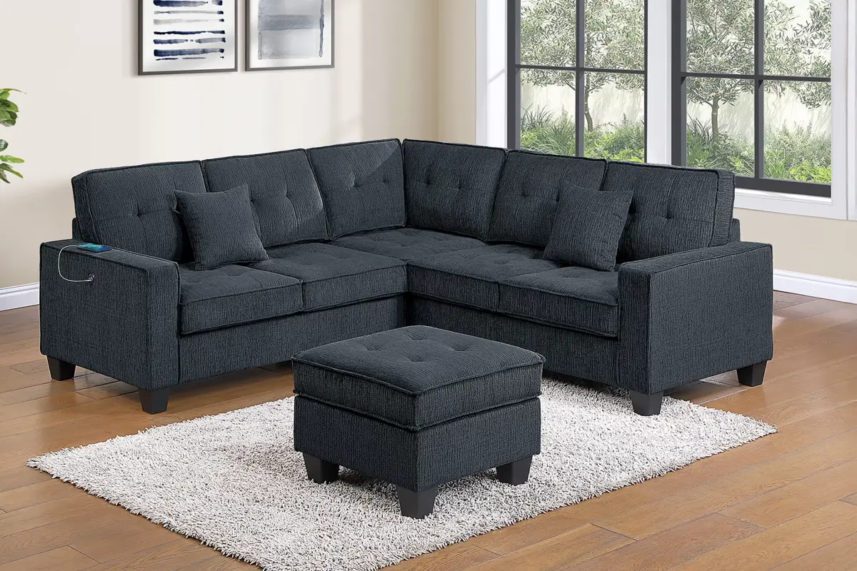 4-Piece Sectional Set, Slate Black