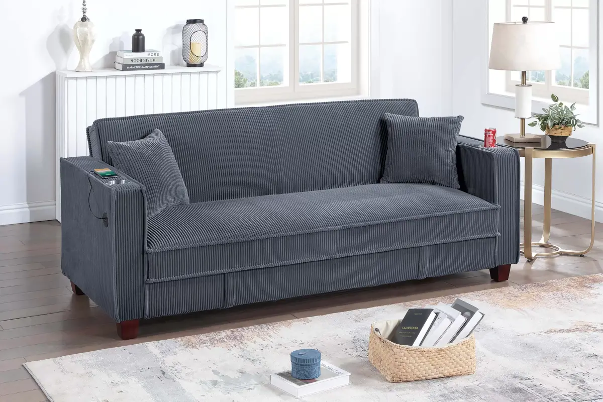 Convertible Sofa, Dark Gray
