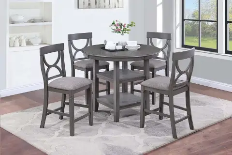 5-Pcs Counter Height Dining Set, Gray