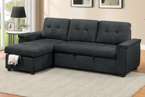 2-Piece Convertible Sectional, Black
