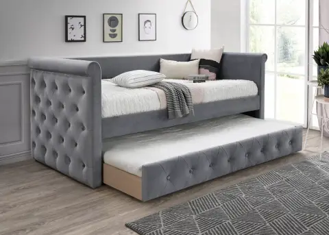 Day Bed w/ Slats + Trundle, Gray