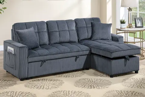 2-Piece Convertible Sectional, Dark Gray