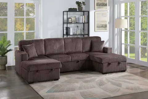 3-Piece Convertible Sectional, Chocolate