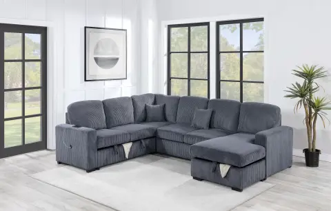 4-Piece Convertible Sectional, Dark Gray