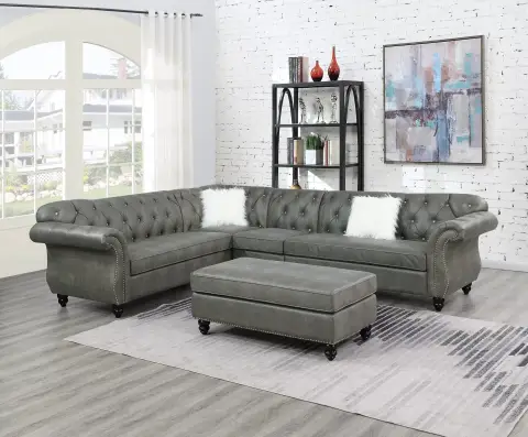 4-Piece Sectional Set, Steel Gray