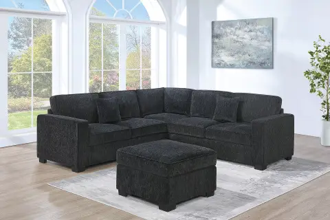 4-Piece Sectional Set, Black
