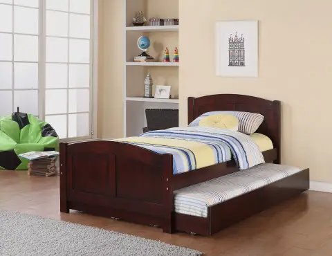 Twin Bed w/ Trundle, Dark Cherry
