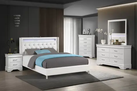Queen Bed, White