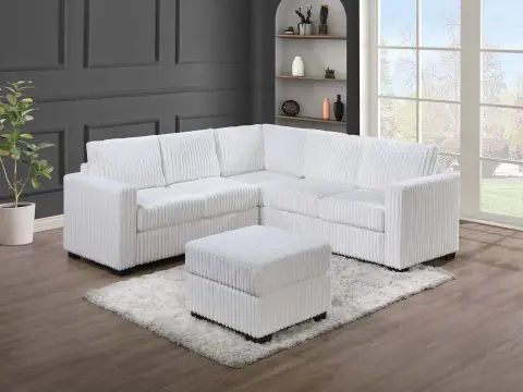 4-Piece Sectional Set W/ Ottoman, Milk