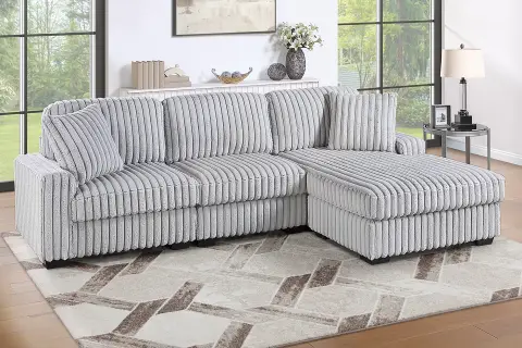 2-Piece Reversible Sectional Set, Mink Gray