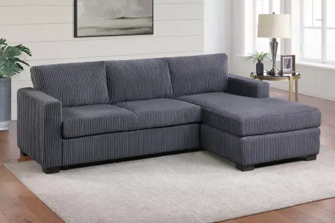 2-Piece Sectional Sofa, Dark Gray
