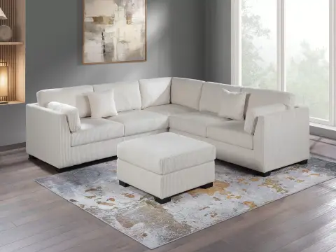 4-Piece Sectional Set W/ Ottoman, Beige