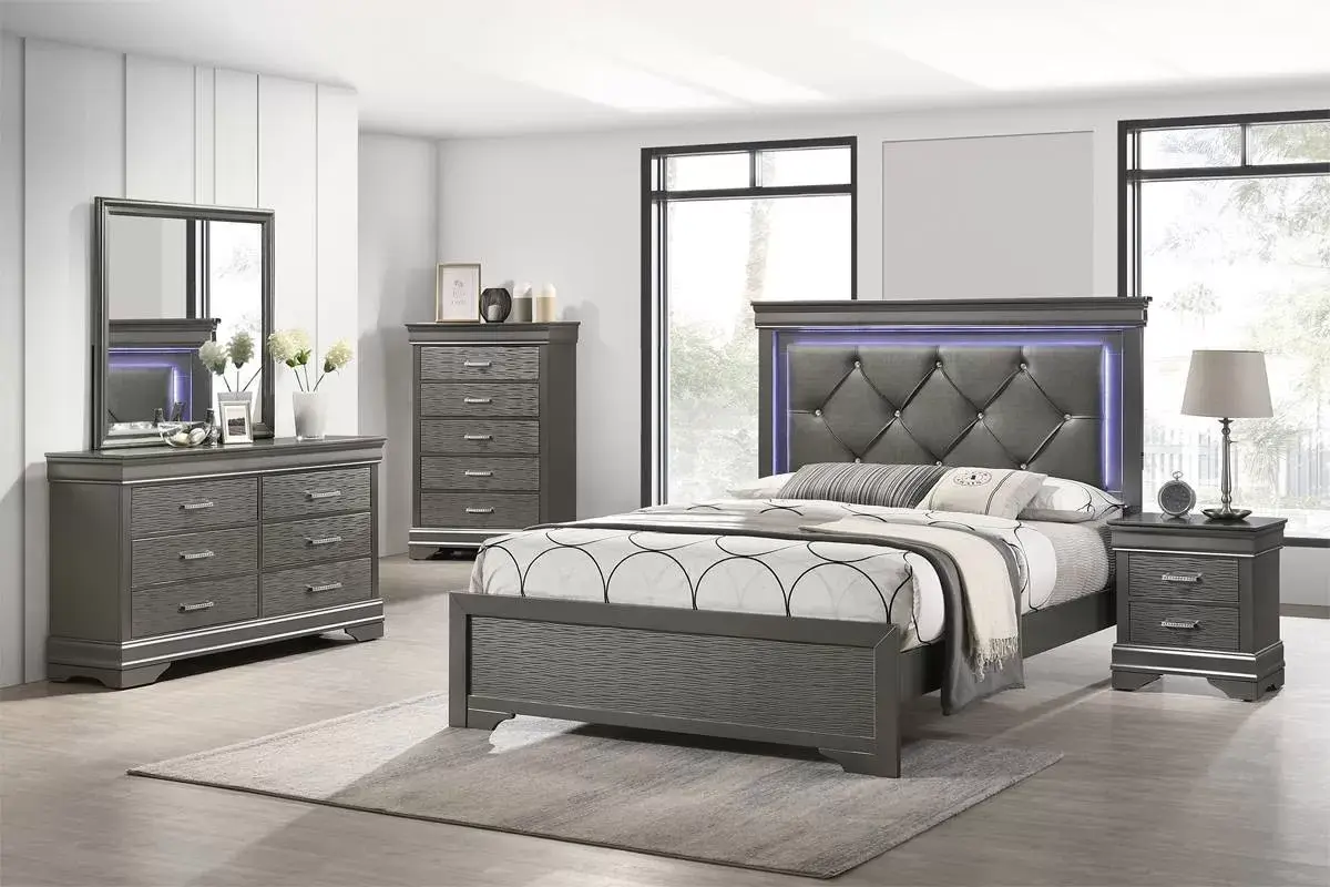 Eastern King Bed, Gray