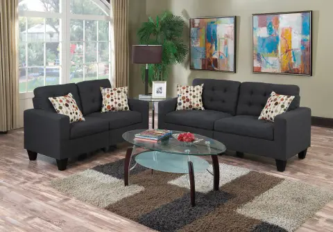 2-Piece Sofa Set, Black Gray